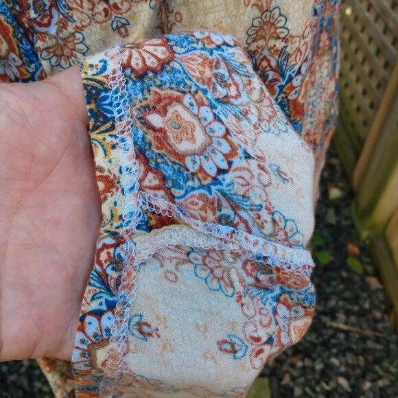 Handmade Boho Dress 42" Bust 38" Waist Rayon Mennonite Cape Modest - Picture 4 of 9